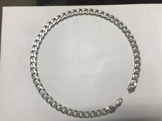 Corrente Grumet 60cm 12mm Prata 925 Maciça Masculino