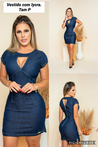 vestido jeans com lycra