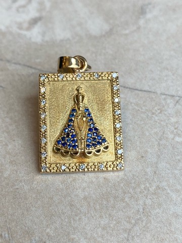 Pingente em Ouro 18K 750 com Safiras e Diamantes - Foto 2