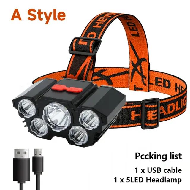 Lanterna de cabeça led de longa distância com luz forte para pesca e atividades  ar livre. - Foto 2