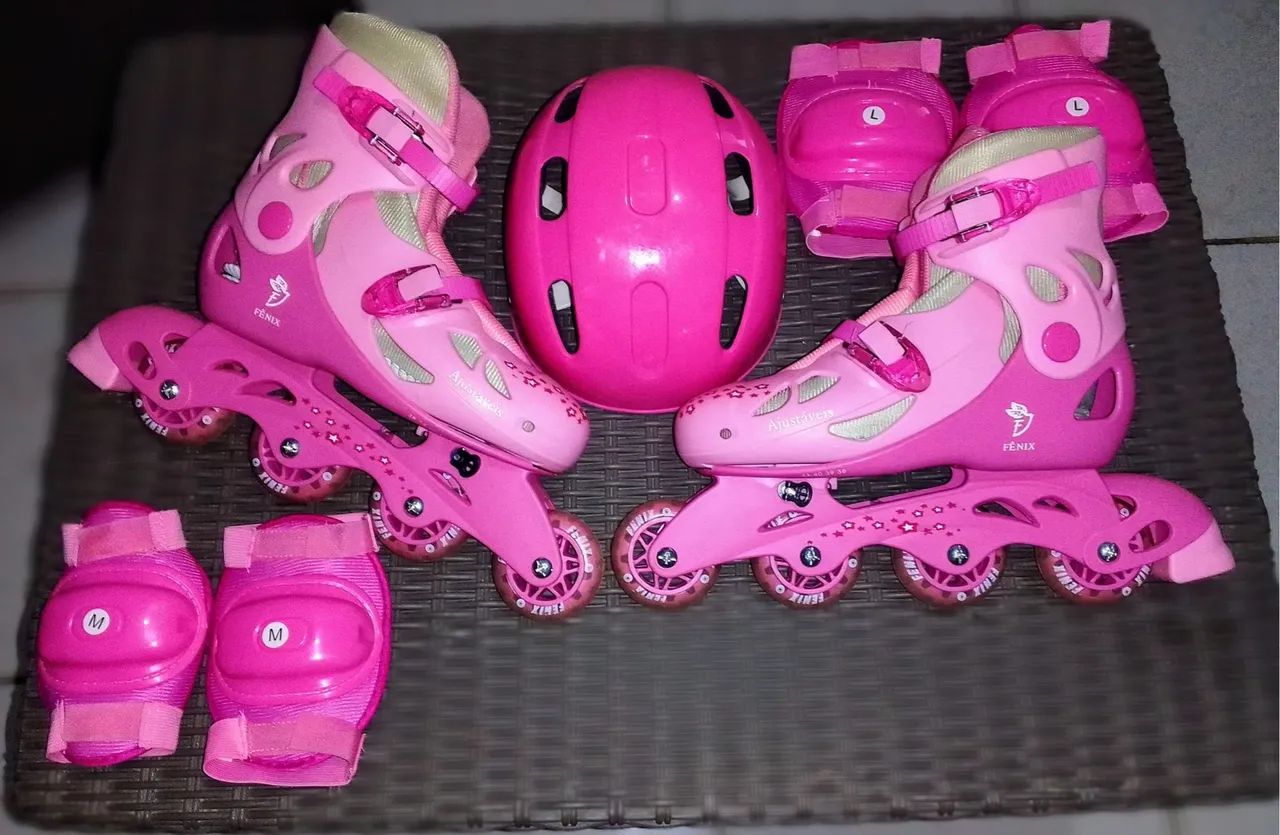 Patins Infantil Fenix Ajustável Rosa