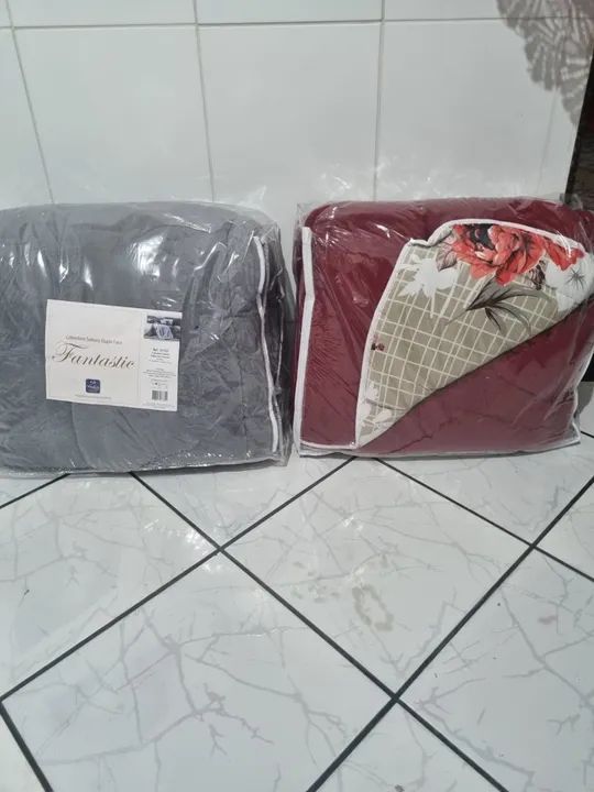 Cobredom Casal -  Floral - Azul e Cinza - Foto 6