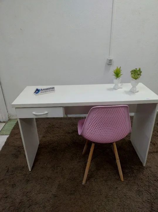 Mesa reta branca para escritório - Foto 2
