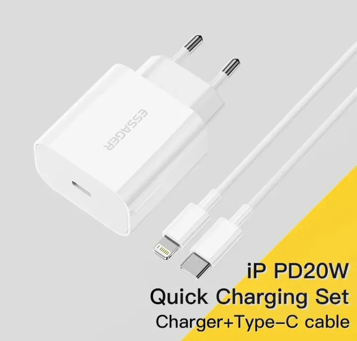 Carregador Rápido 20W com Cabo Tipo C para iPhone