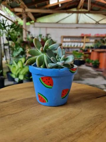 Vaso Cachepot de cerâmica pintado à mão Melancia - Foto 2