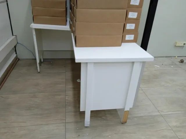 Mesa de Escritório em L em MDF Branco 70 cm x 160 cm x 160 cm - Foto 2