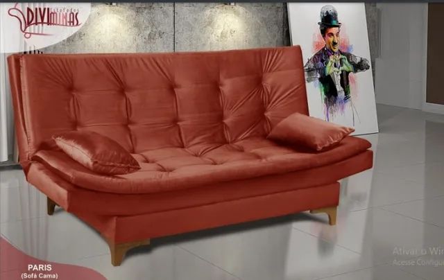 Sofá-cama moderno, lindo, tecido resistente