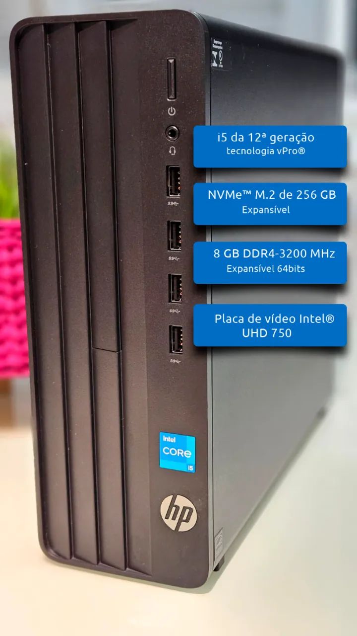 Computador HP i5 12ªG- vPró | Nvme M2 -256G | 8DDR4-3200Mhz - Novíssimo