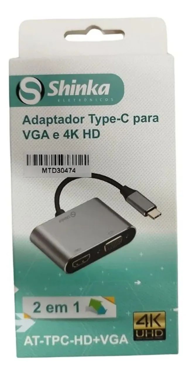 Adaptador Conversor Usb-c Type-c Para Vga E Hdmi Tv E Monit Cinza-escuro - Foto 2