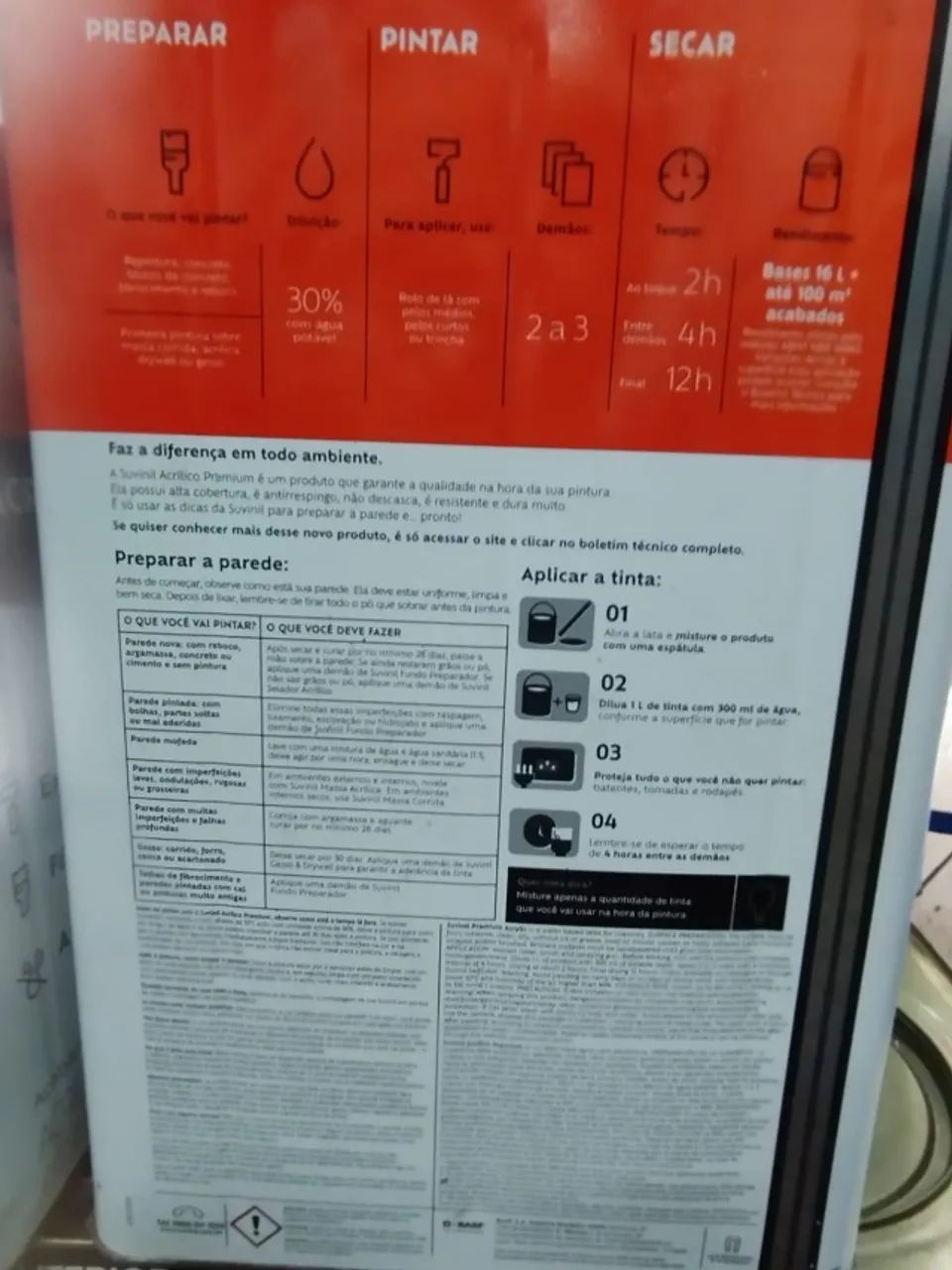 TINTA SUVINIL ACRÍLICO PREMIUM/FOSCO /16L - COR: 120E - Foto 3