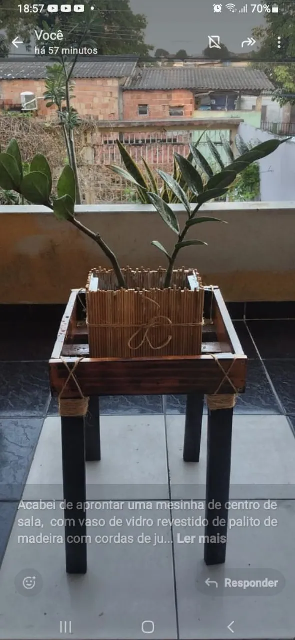 Mesa de centro com vaso inteligente