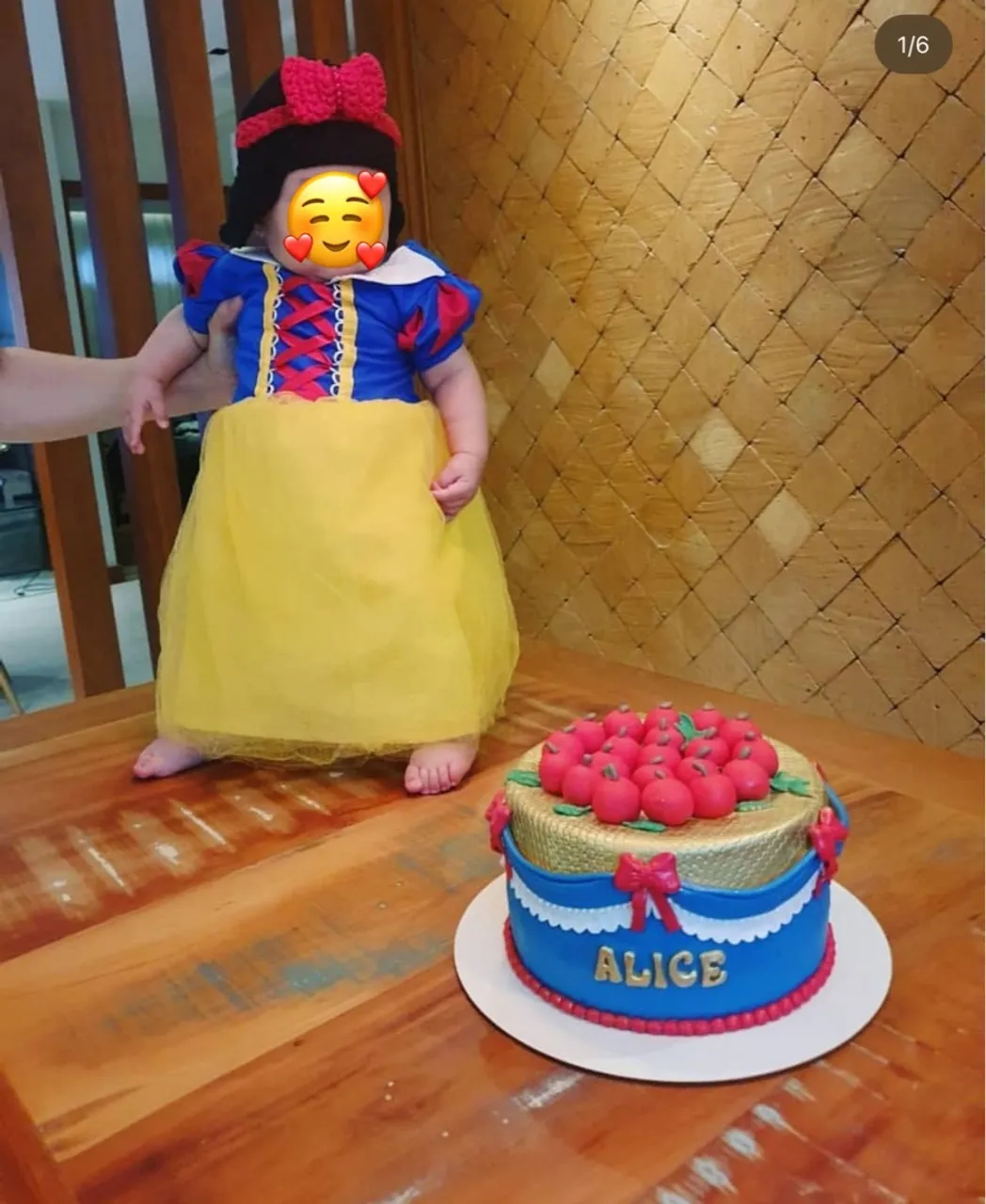 Fantasia Branca de Neve para Bebê + touca peruca 5/6meses