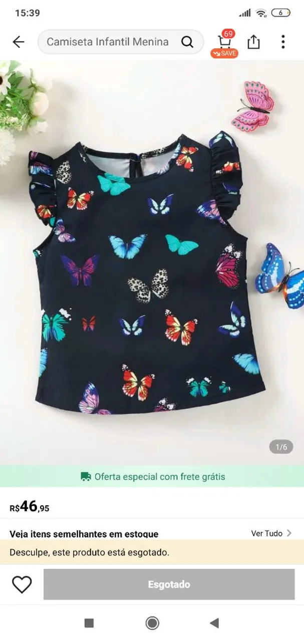 3 por R$ 39,90 Camiseta infantil