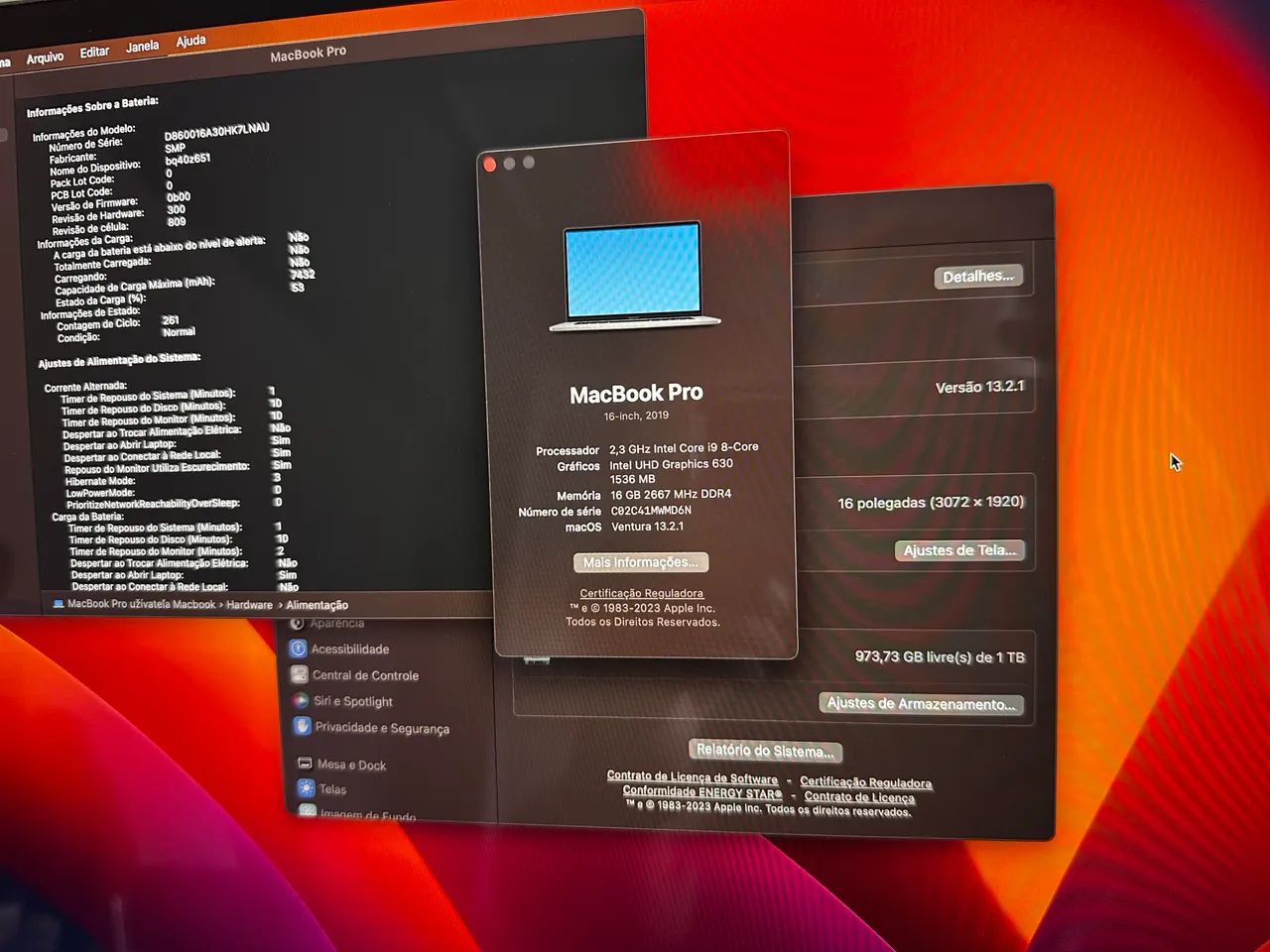 MacBook Pro 16 Polegadas Intel i9 16gb 1TB SSD 2019