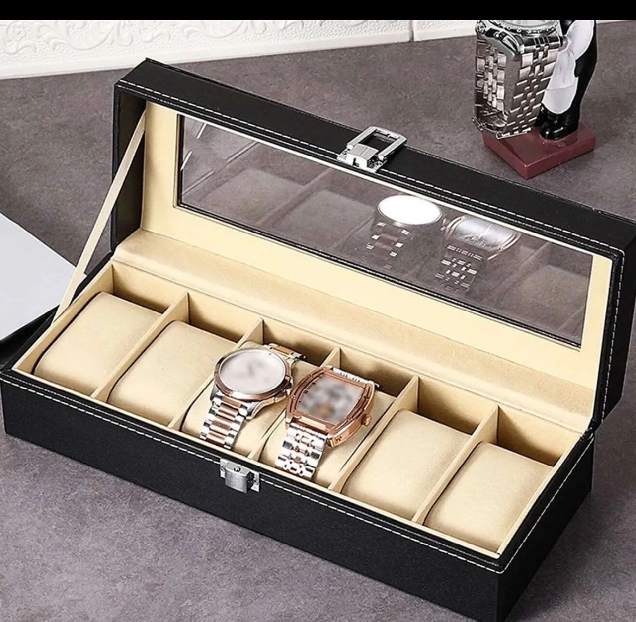Porta Relógio Estojo Organizador Luxo Divisórias Maleta Case