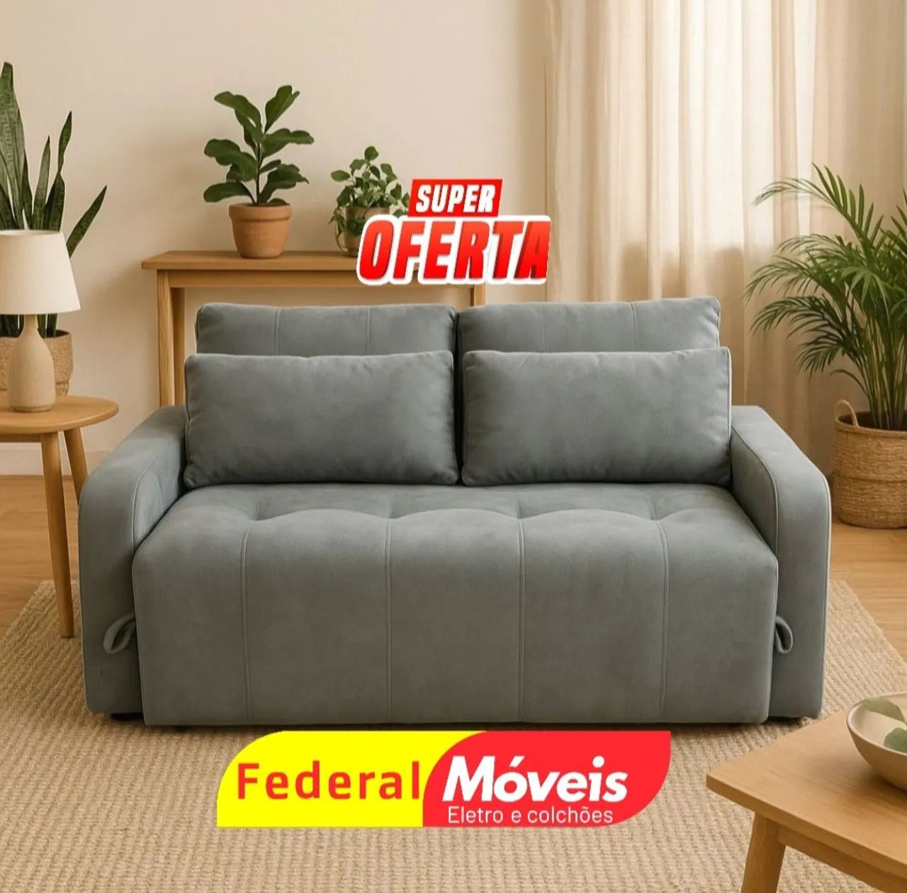 Sofá Cama 1,38m Novo - Lindo e Super Confortável