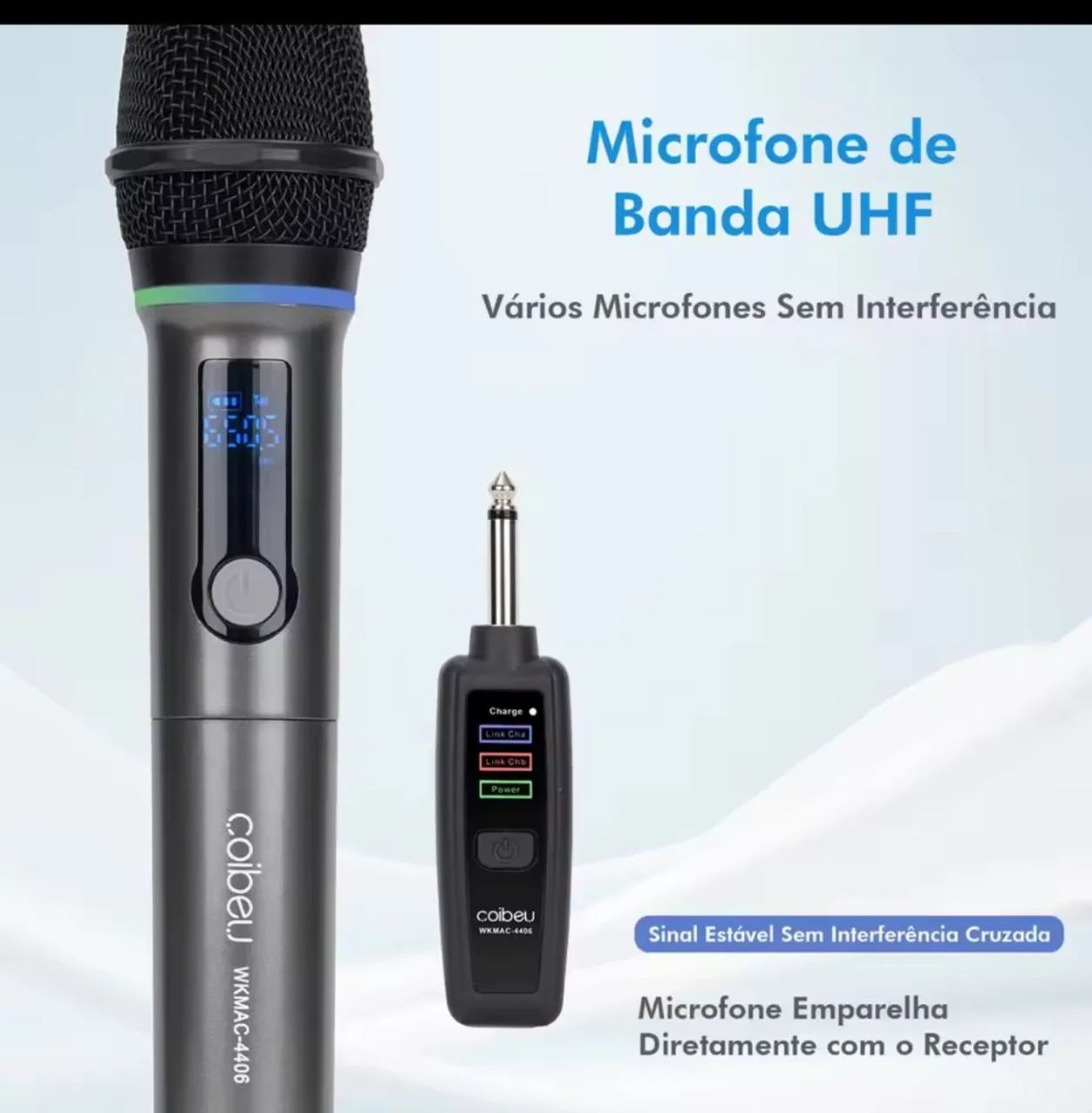 Microfone Sem Fio Duplo UHF Recarregável  - Foto 2