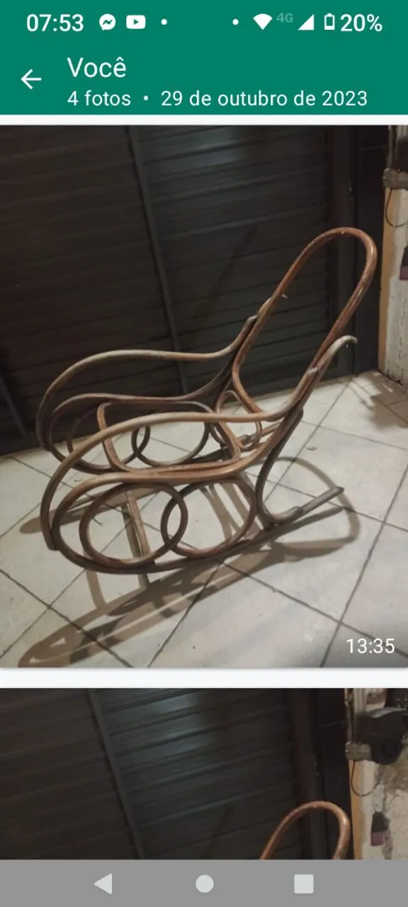 Cadeira de balanço girolanda ano1960 de madeire