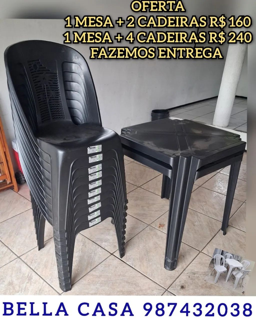 VENDO CONJUNTO DE CADEIRAS PLASTICO DUW.E KS.EBFU D.MD ENTREGO HOJE 