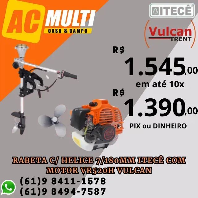 Rabeta c/ helice 7/180mm itecê com motor vr520h vulcan