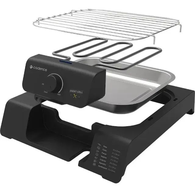 Churrasqueira Grill Eletrica Cadence Short, 1200W, Preto, 220V, GRL805 - Foto 3