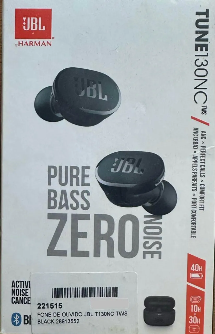 Novo na caixa, Fone de ouvido JBL TUNE 130NC TWS - Novo