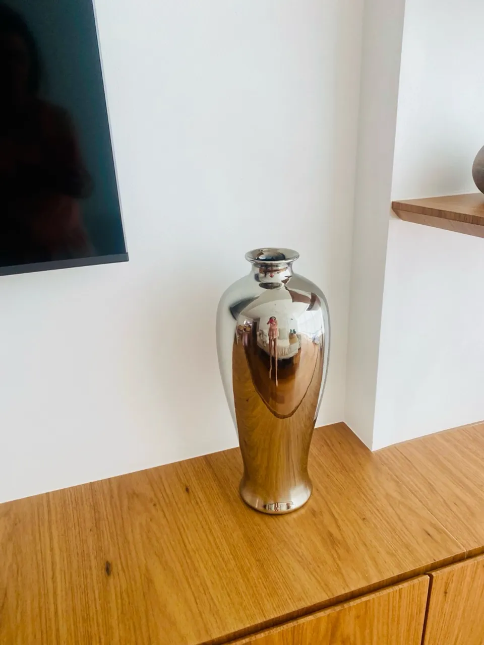 Vaso Decorativo de Metal Cromado