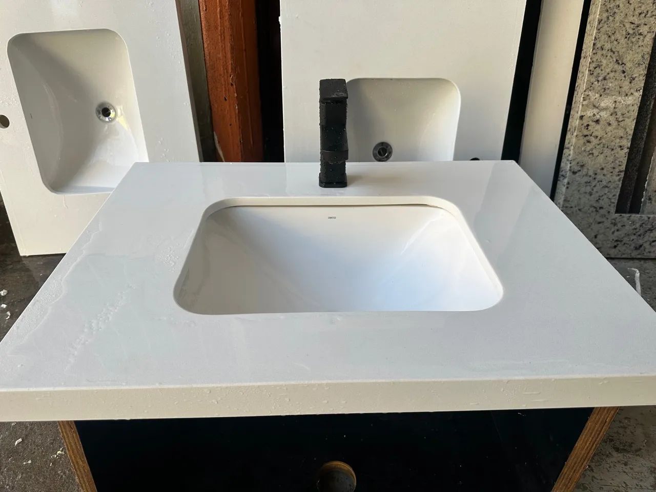 Pia banheiro quartzo branco 