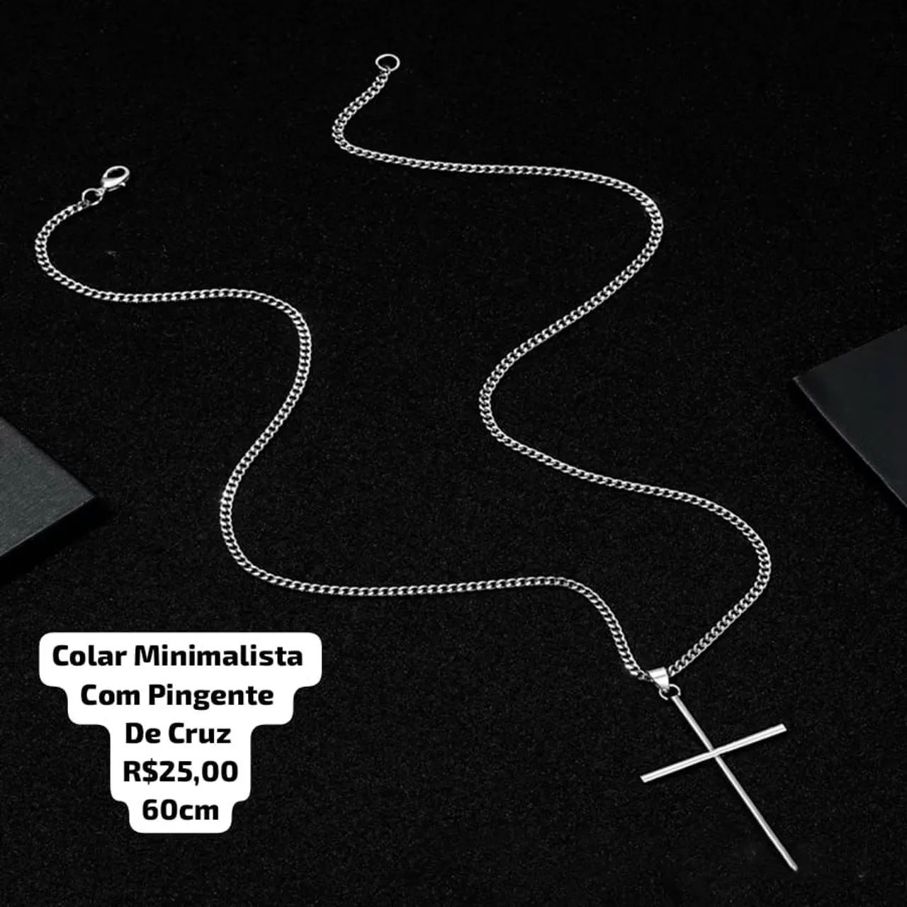 Colar masculino com crucifixo - Foto 2