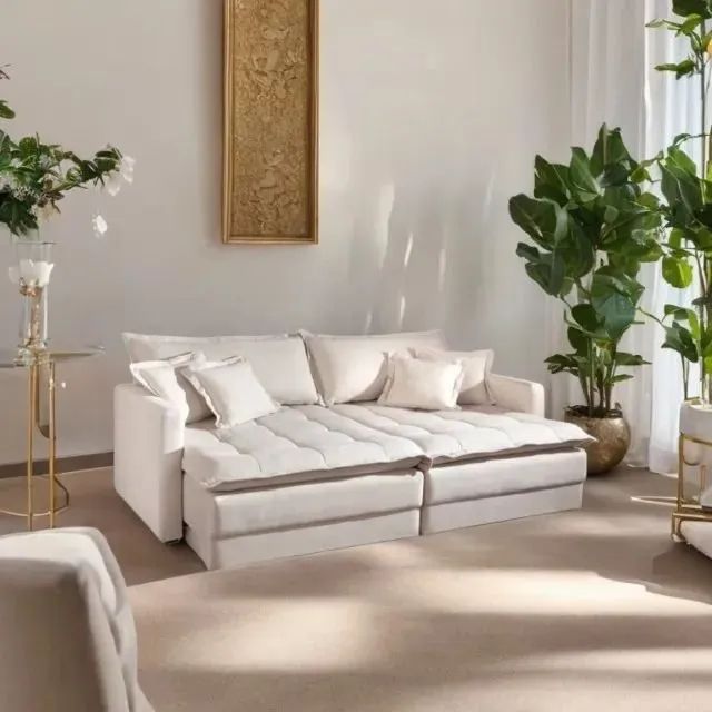  Sofá Retratil sem Caixa Duffy Linho 4 Lugares 64850510814977121