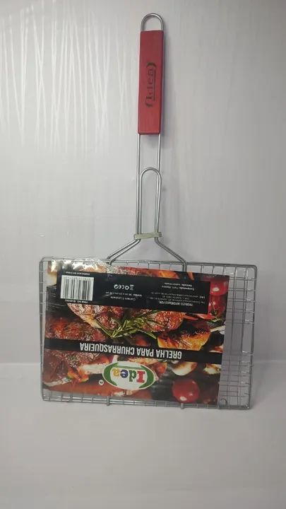 grelha dupla folha grande churrasco peixe frango linguiça carne 34x23x59cm - Foto 2