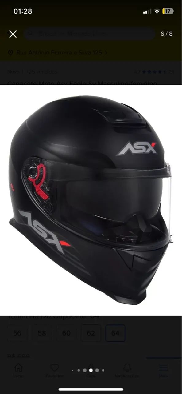 Capacete Moto Asx Eagle SV - Tamanho 64 - Preto - Foto 3