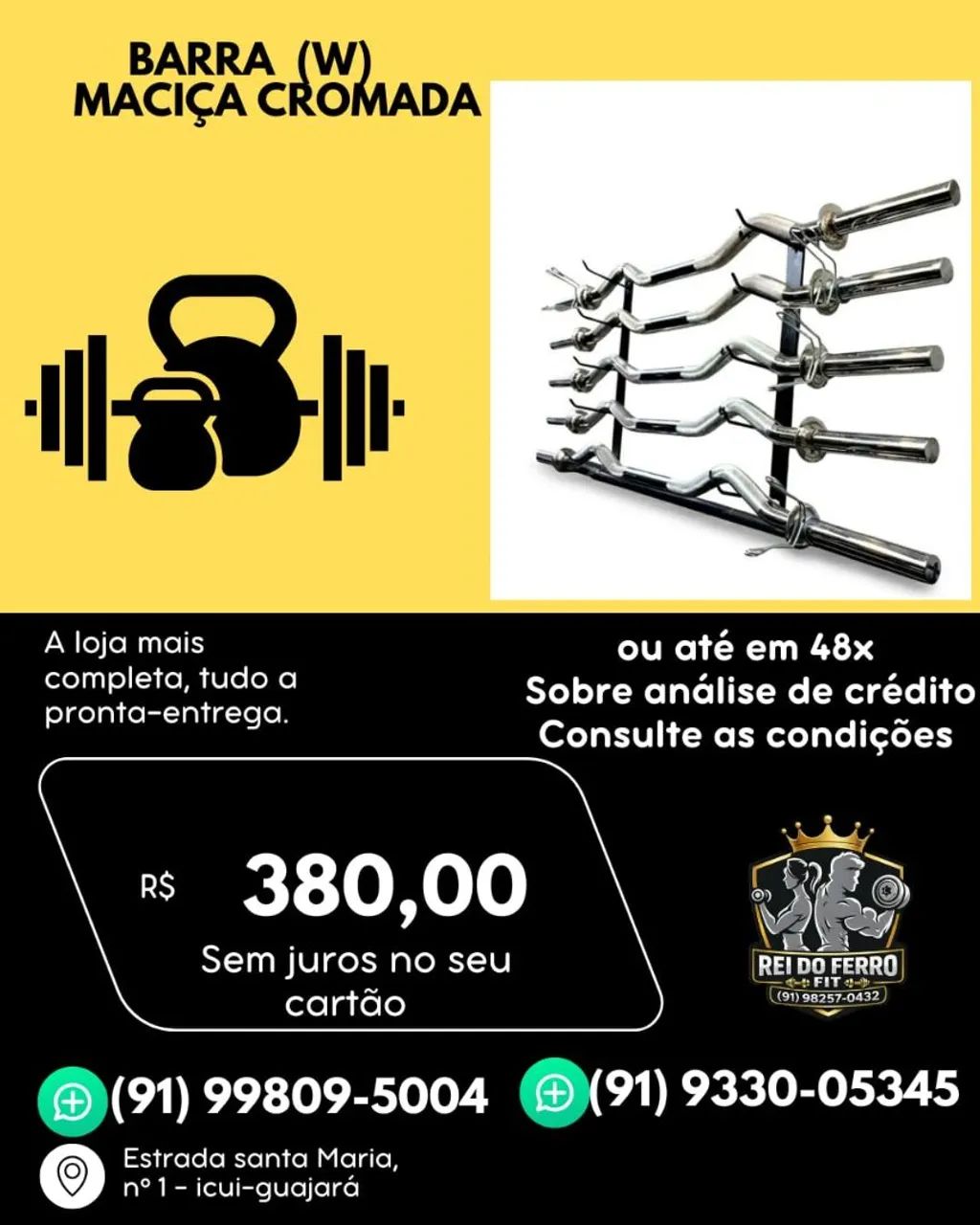 Barra W maciça cromada 