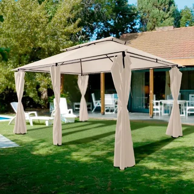 GAZEBO RET ROMANO C/ CORT 3X4M BCO - Just Home Collection