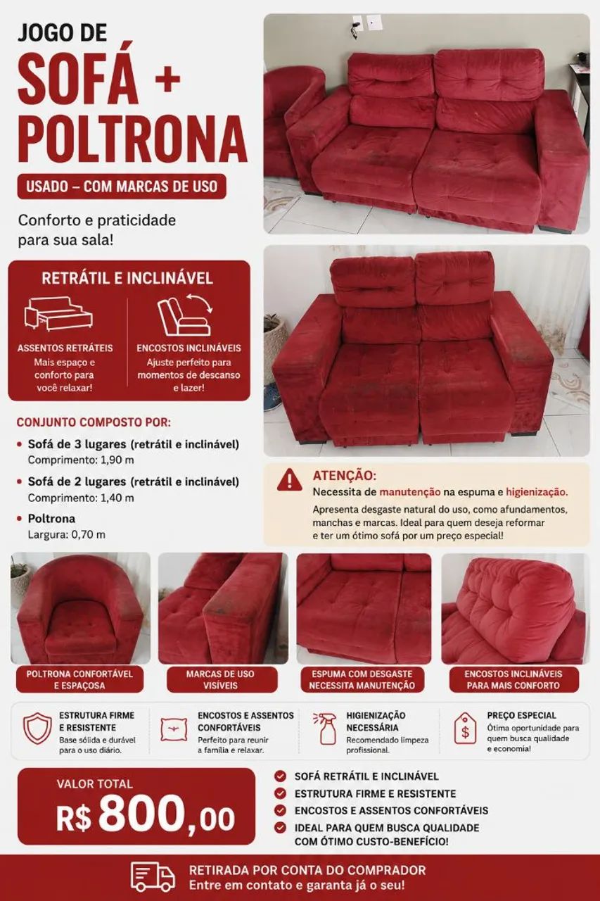 JOGO DE SOFA + POLTRONA 