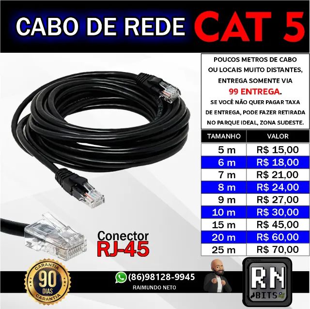 Cabo de Rede CAT 5 (100 Mbps)