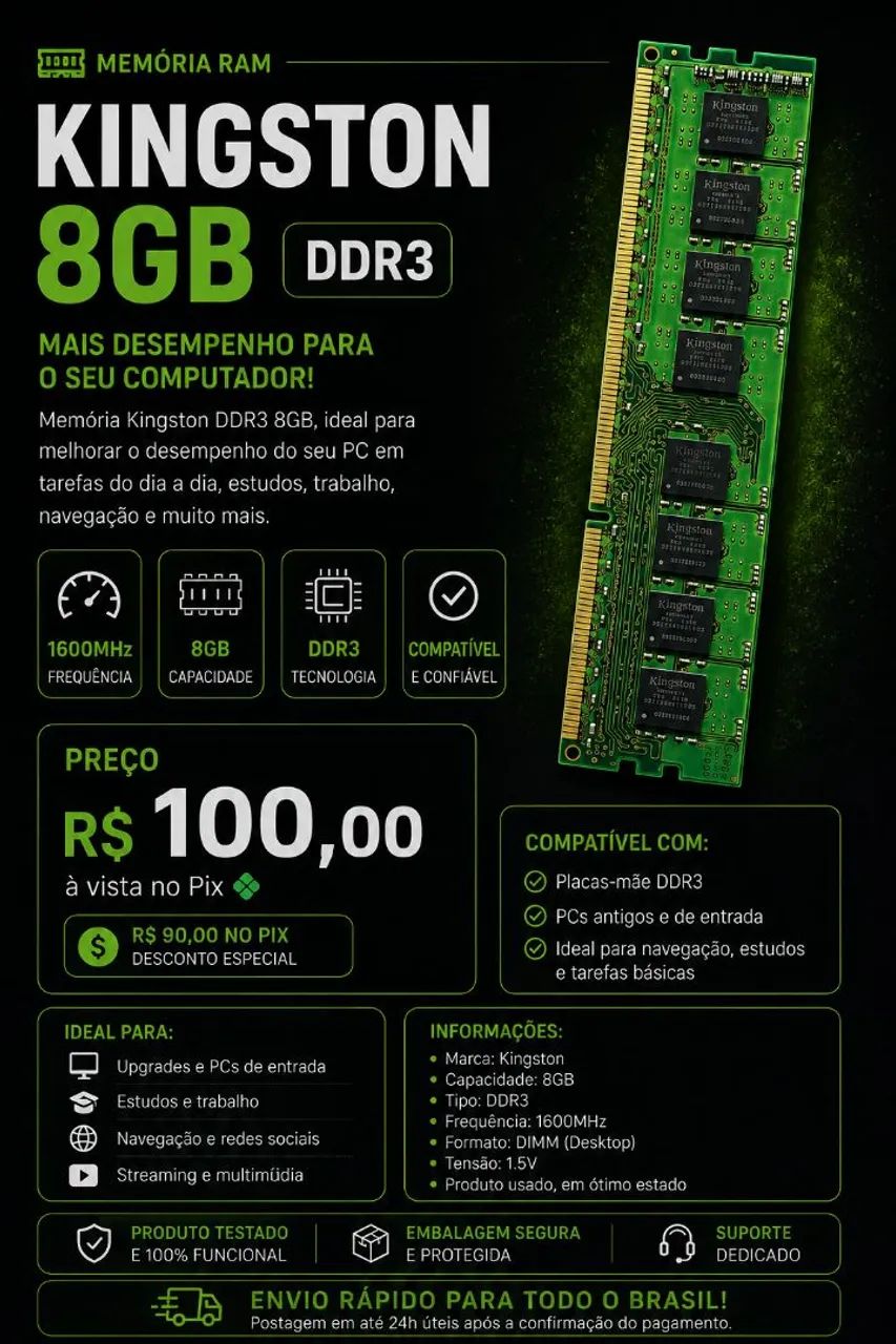 MEMORIA DDR3 KINGSTON 8GB