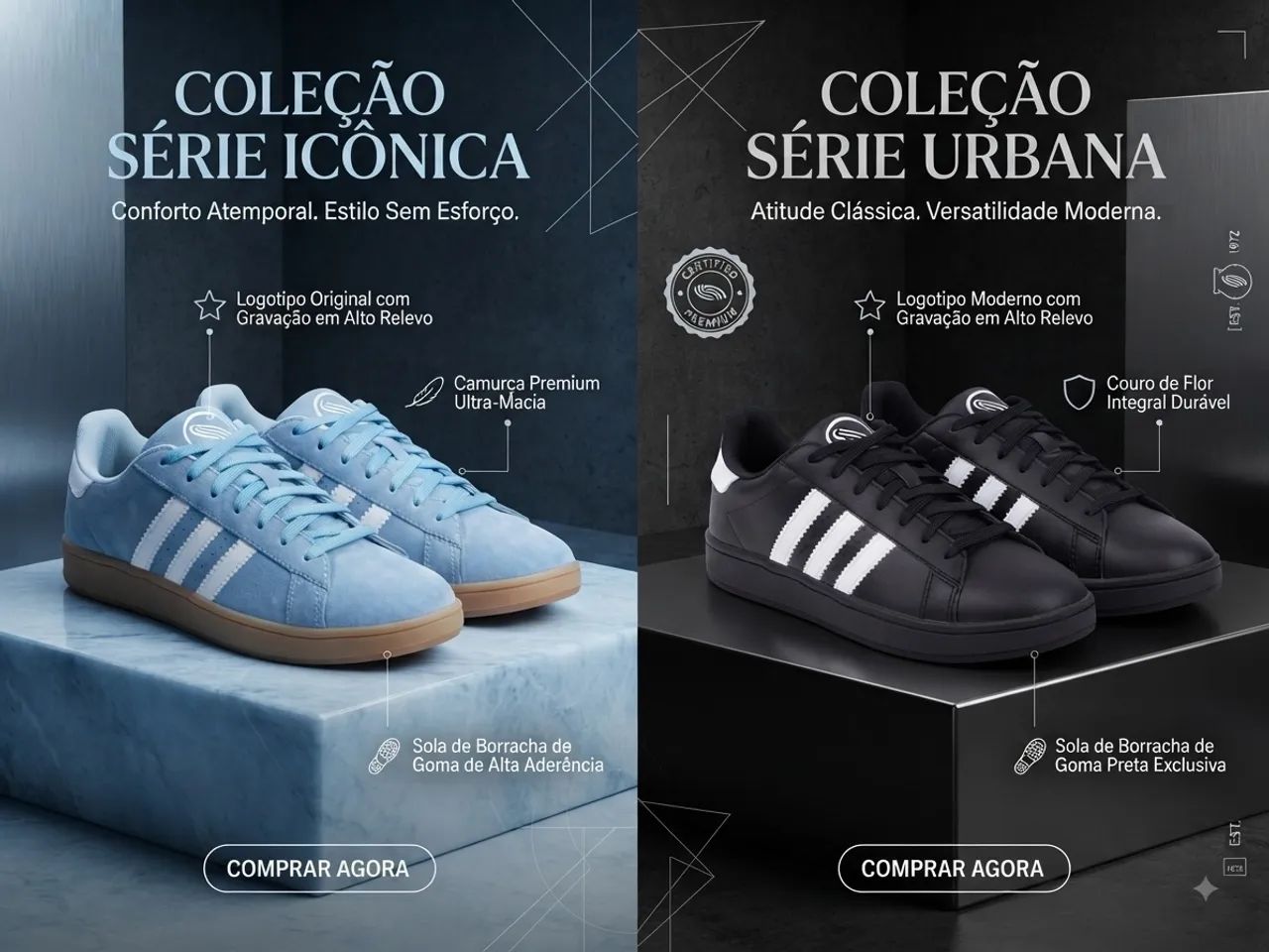  Tênis Adidas (Azul e Preto) 