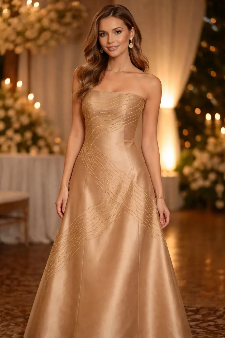 Vestido de festa dourado
