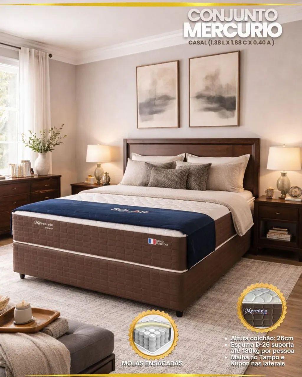 CONJUNTO CAMA BOX CASAL MERCOSUL 
