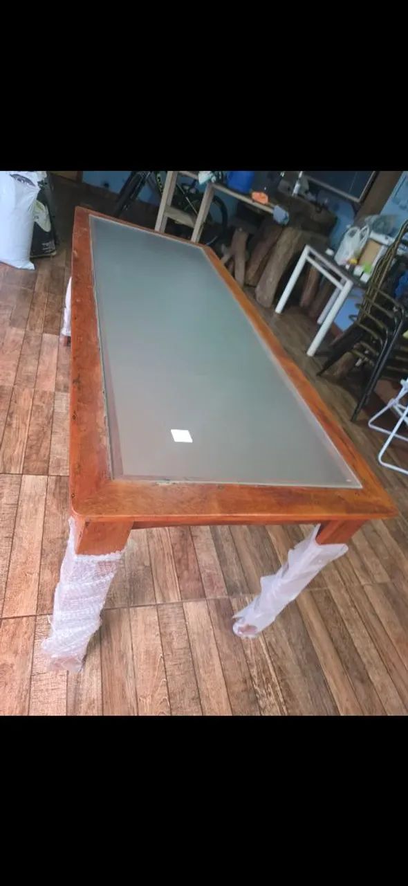 MESA RÚSTICA DE PEROBA ROSA COM VIDRO - Foto 5