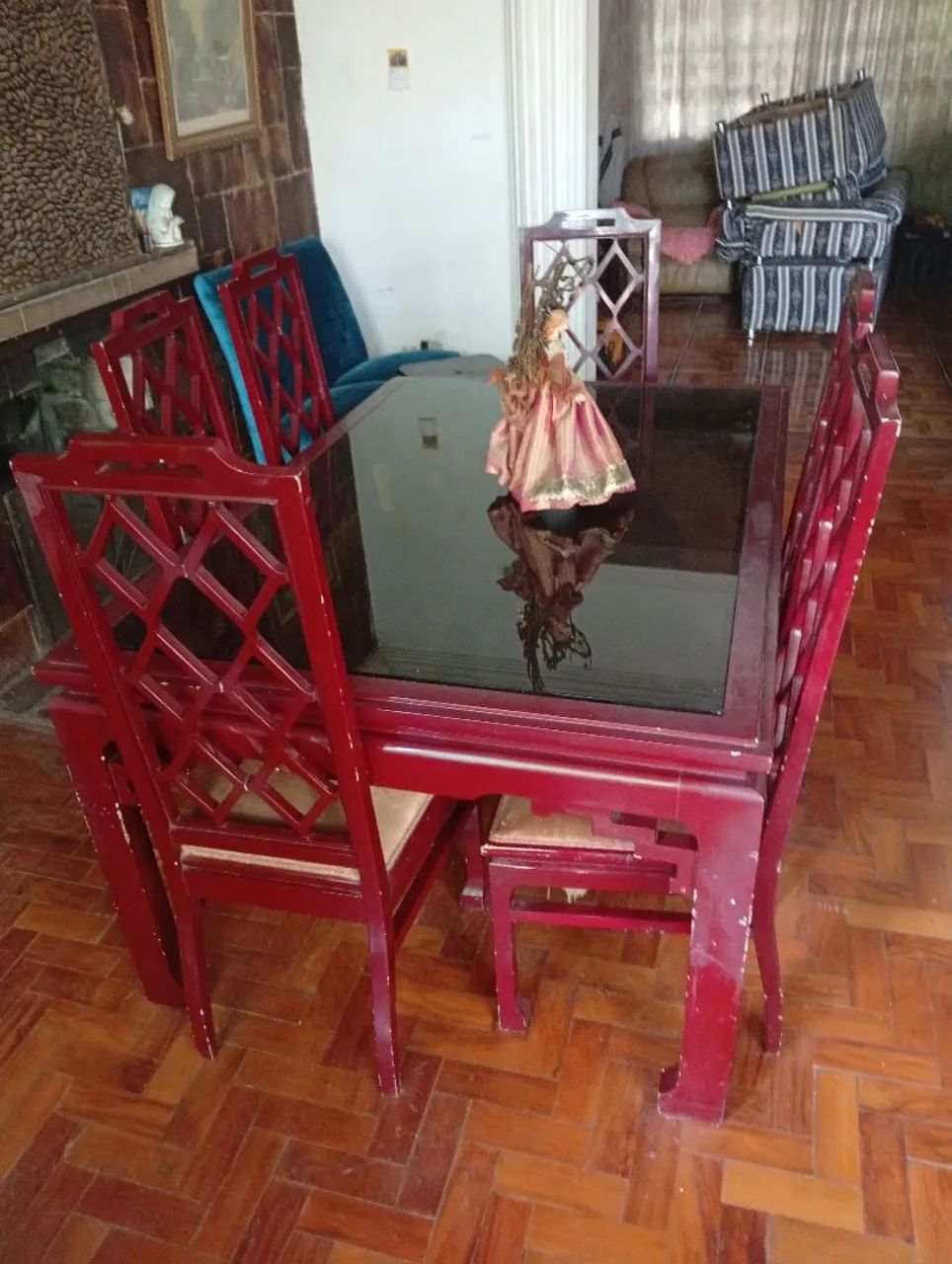 Mesa e conjunto,madeira maciça  - Foto 3