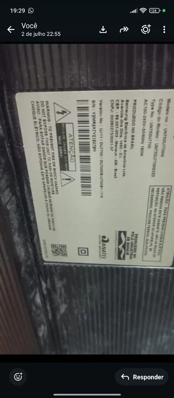 Televisão 75 polegadas com x box tela com defeito 600.00  - Foto 2