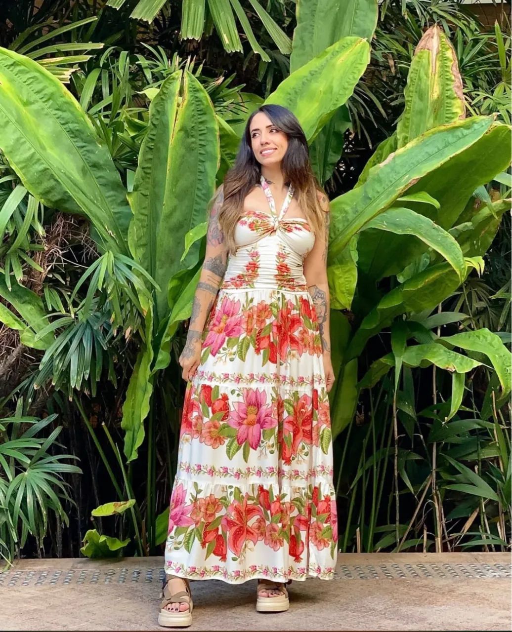 Vestido floral de verão longo farm TAM g  - Foto 2