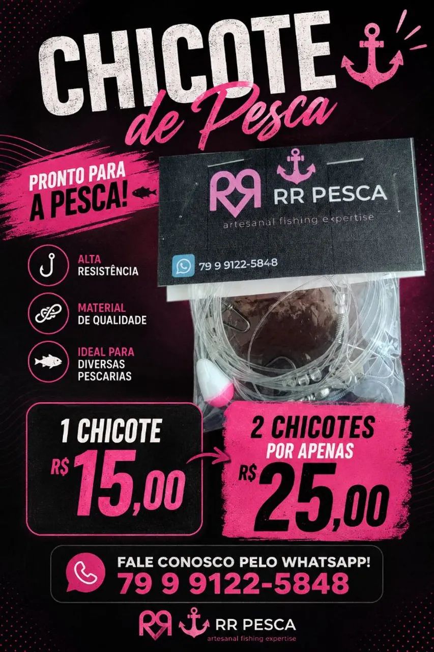 CHICOTE DE PESCA COM ROTOR DE ENGATE RÁPIDO 2 ANZÓIS 
