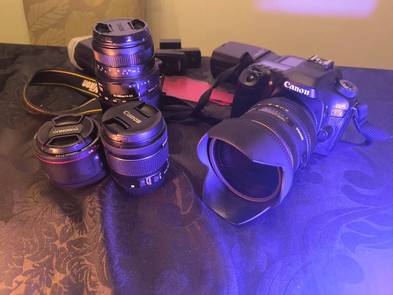 Kit 80d + 24-70 + 70-300 Sigma + 18-55 Canon + flash e filtros - Foto 2