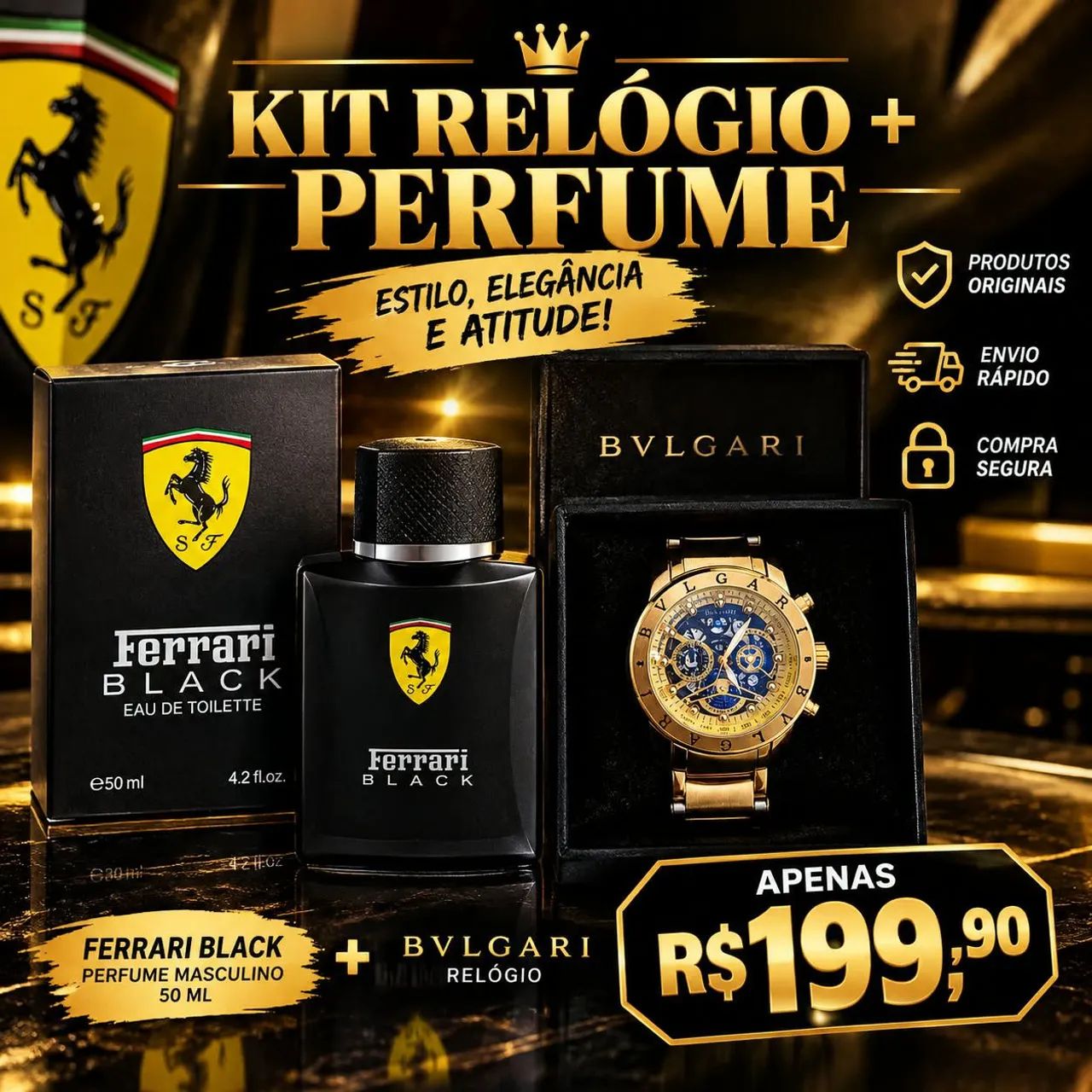 Kit relógio e perfume 50ml - Foto 2
