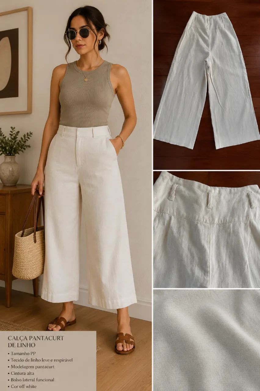calça de linho pantacourt