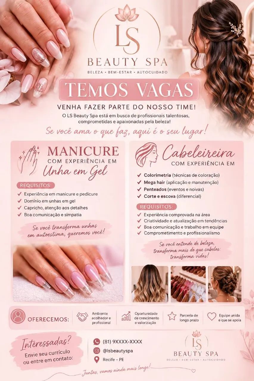 Vaga para Manicure e Cabelereira 