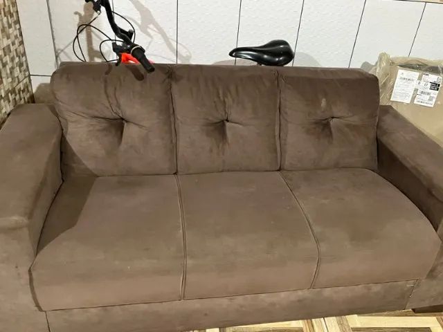 Conjunto Sofá 3 e 2 Lugares Marrom 